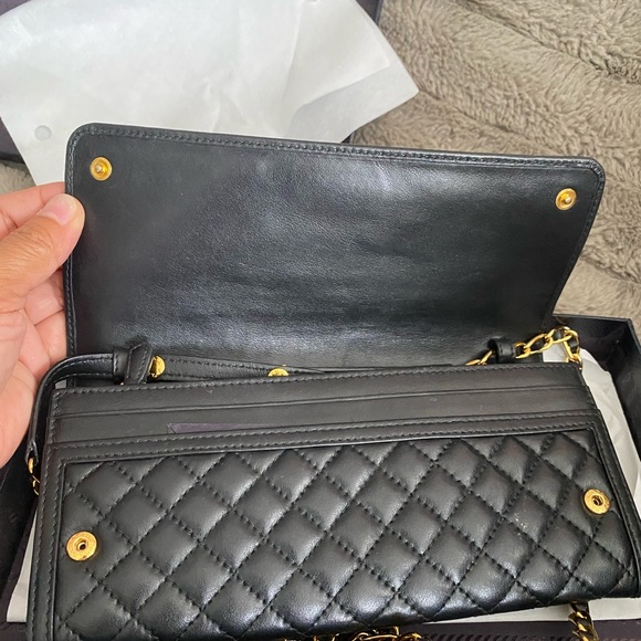 Black quilted Prada wallet on gold/black chain - Picture 9 of 9